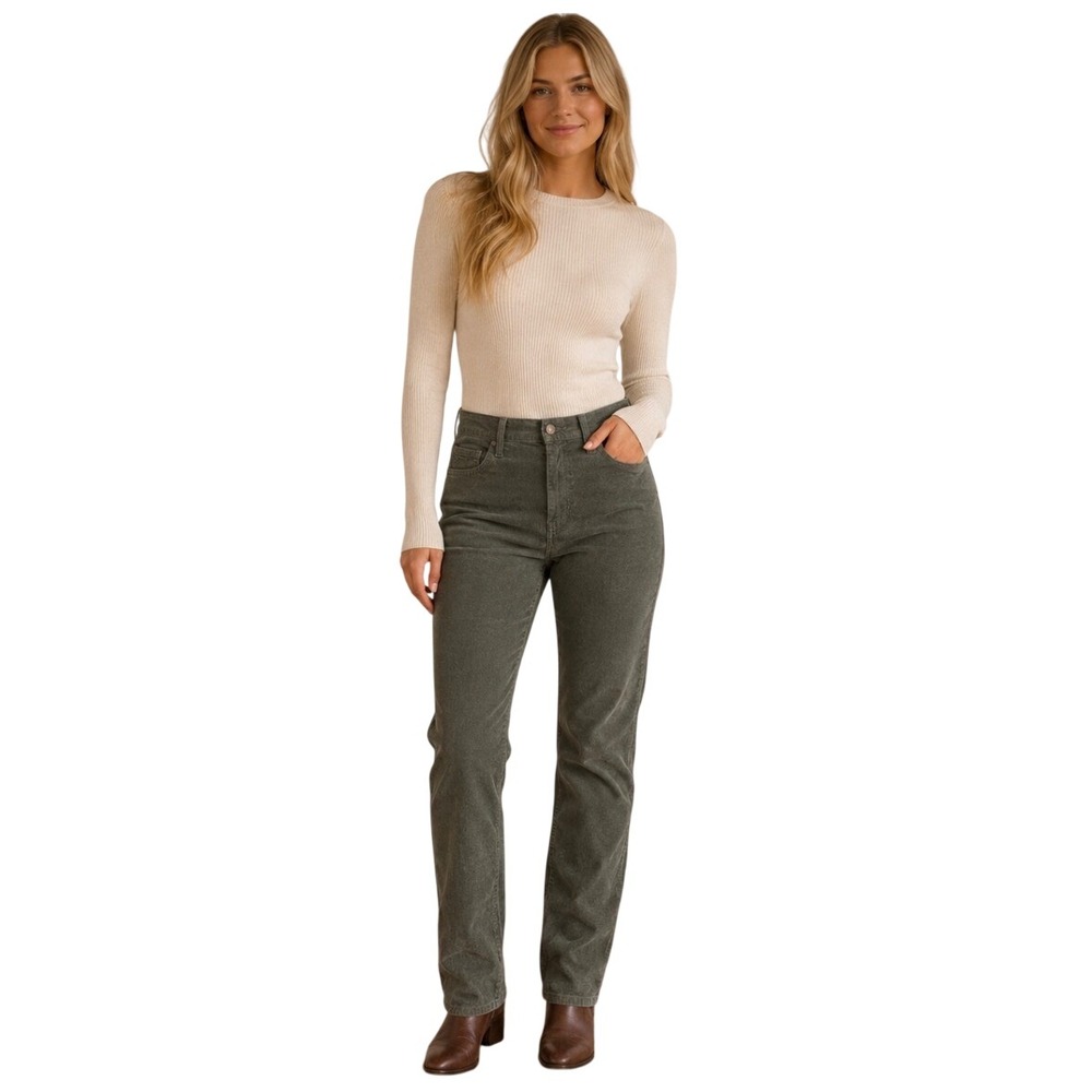 Levis 724 High Rise Straight Corduroy Pants Olive Green Size 29 18883-0133
